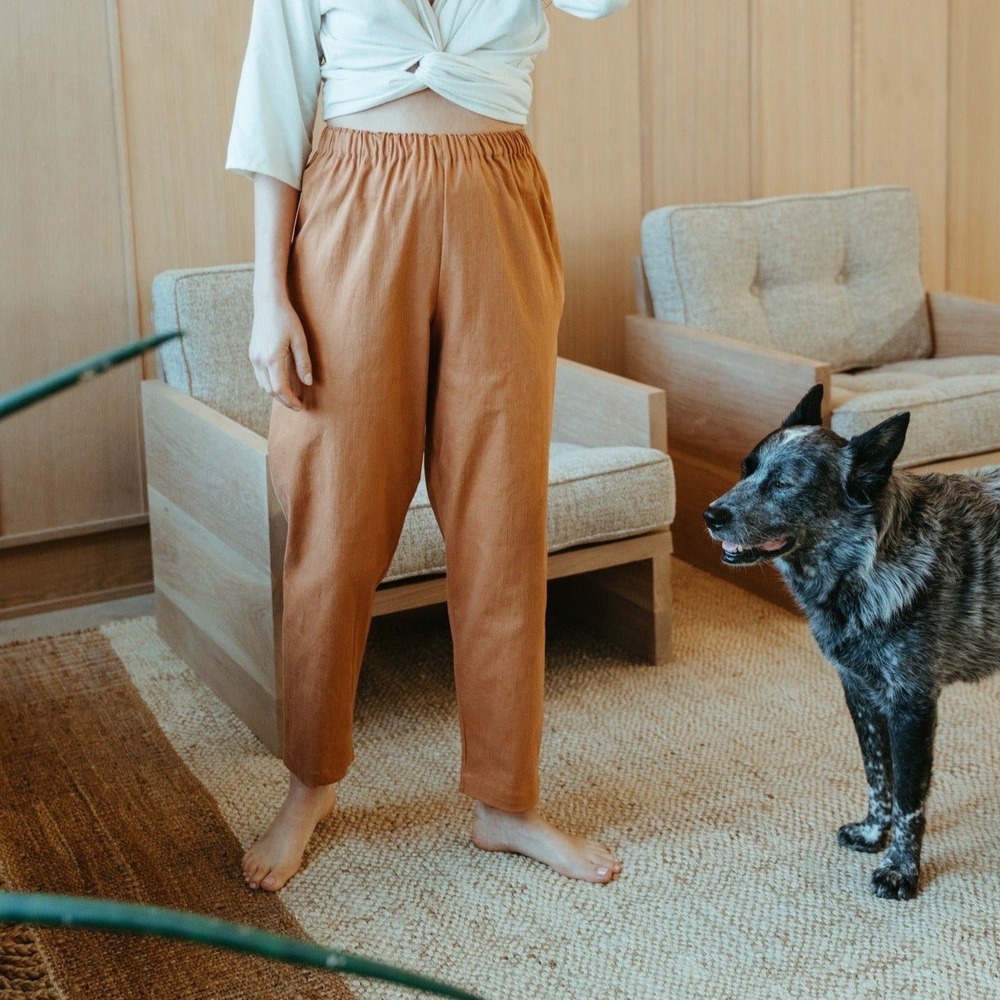 Miranda Bennett Studio Hadid Pant in Walnut Cotton Twill Sustainable Tapered - 3